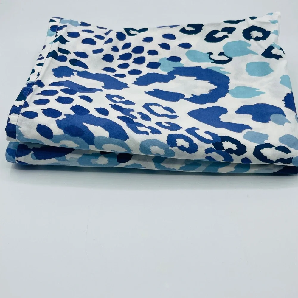 PBteen 2 Blue Leopard Animal Print Standard Pillowcase White Blue PB Teen